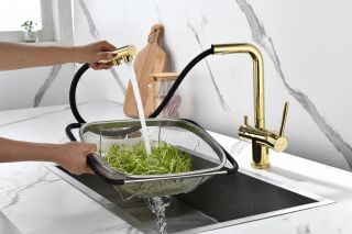 Смеситель для кухни Paulmark Serpentine Se213222-G золото